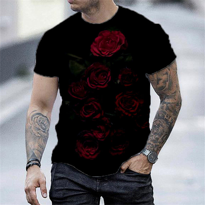 3D蜂ヨーロッパとアメリカの新メンズカジュアルラウンドネック半袖デジタル印刷スリムプルオーバー男性のtシャツ十代のtシャツ