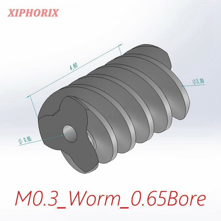 Worm plástico do módulo 0.3 m0.3, 3 linhas, eixo apto de 0.7mm do motor