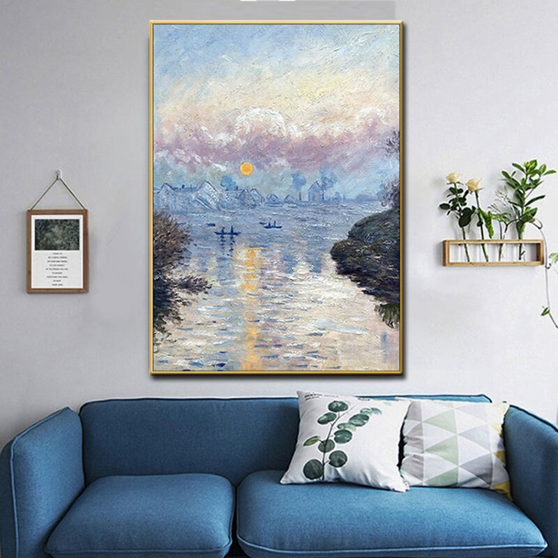 Ręcznie malowany obraz olejny na płótnie kopia Monet Sunrise Monet znane obrazy salon Wall Art malarstwo dekoracyjne nie oprawione