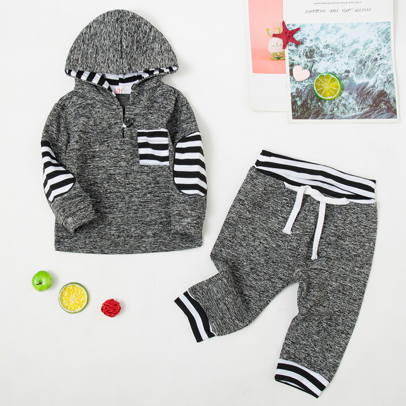 Lvh Baju Bayi Baru Lahir Musim Gugur Musim Dingin Baju Bayi Laki-laki Hoodie + Celana 2 Potong Baju Setelan Natal Kostum Baju Bayi untuk Set Bayi