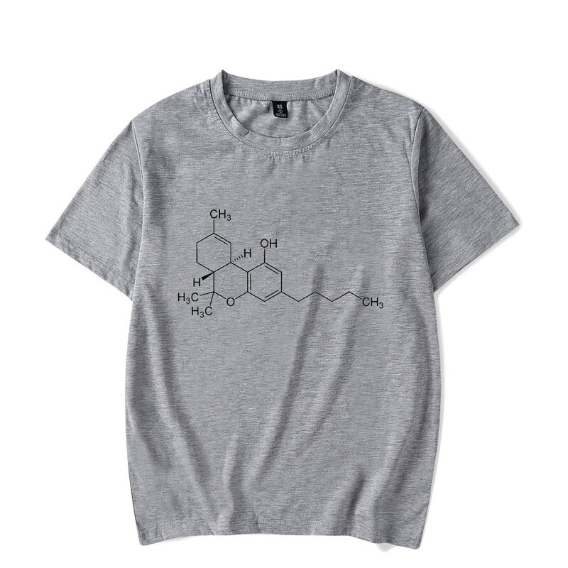 Thc molécula de maconha manga curta camiseta unisex alta rua vintage solto casual luminosa t-shirts rua moda hip hop