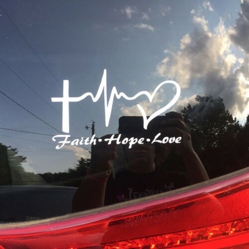 Autocollant en vinyle de dessin animé Faith Hope Love, verset de la Bible, jésus, chrétien, religieux, pour décoration de carrosserie de fenêtre de voiture