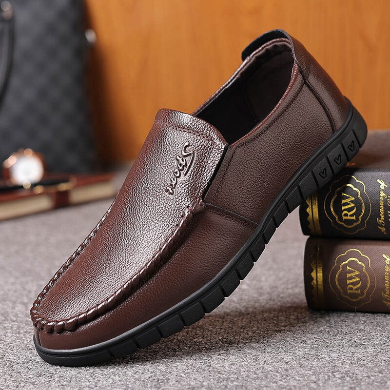 حجم كبير أحذية من الجلد حذاء رجالي موضة الأعمال حذاء رجالي غير رسمي جلد أسود تنفس الرجال أحذية من الجلد عادية
