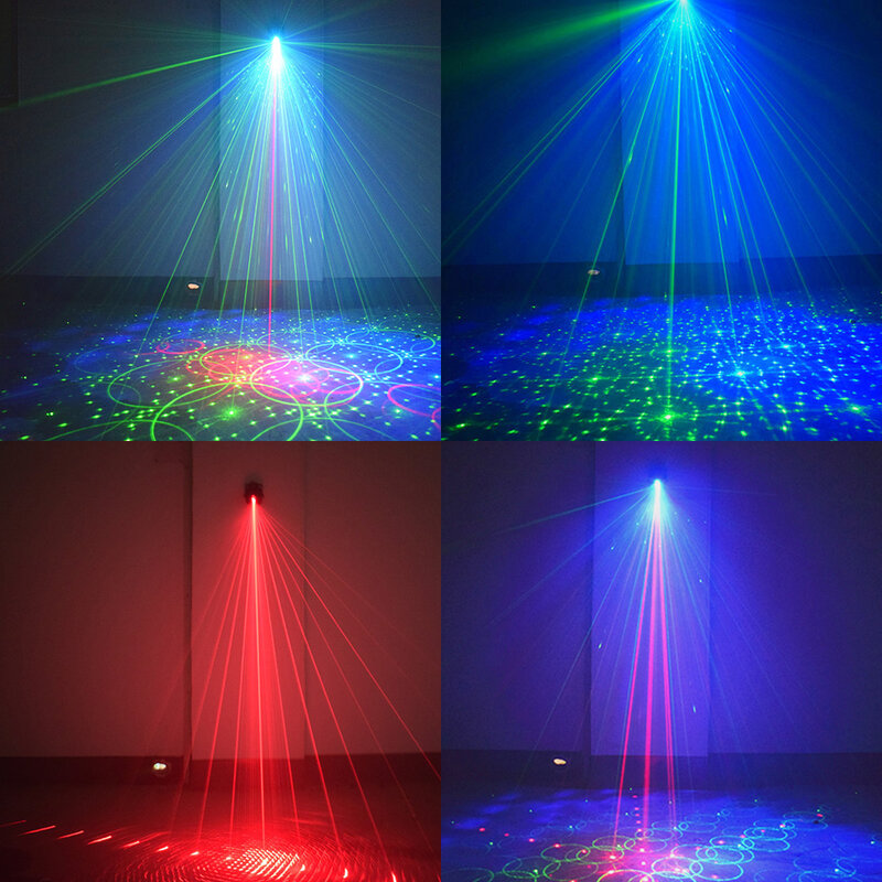 Миниатюрный RGB диско-светильник, светодиодный лазерный сценический прожектор красного, синего, зеленого цветов, с USB-зарядкой, лампа для сва...