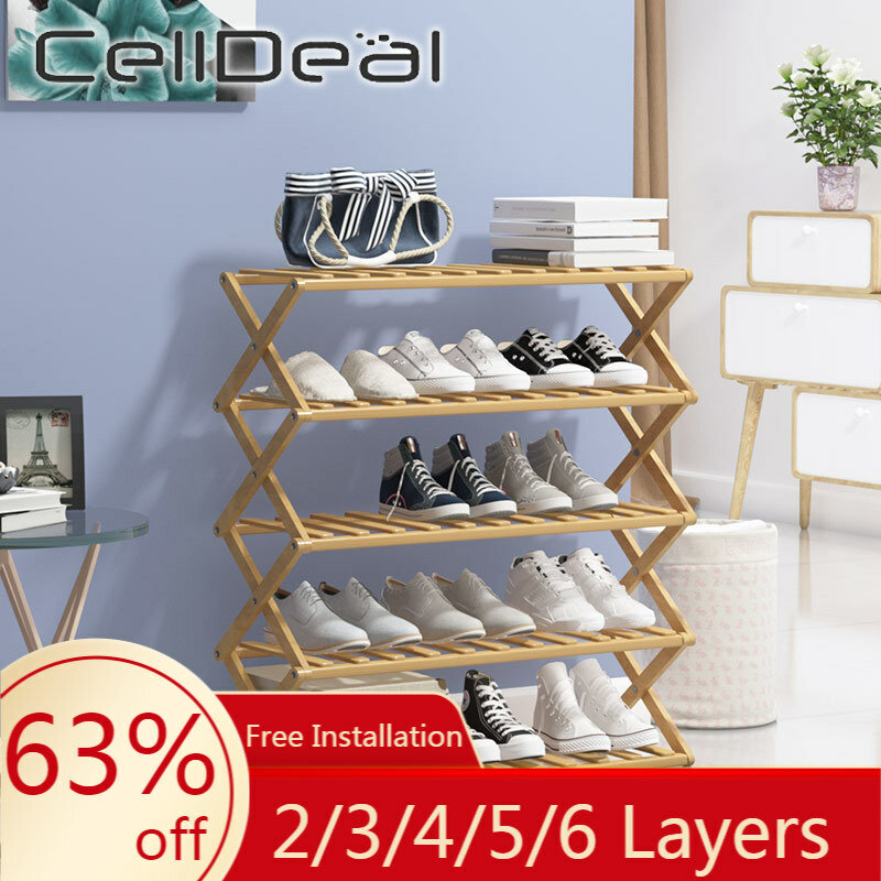 CellDeal 2/3/4/5/6 Layers Free Installation Plant Shoe Display Stand Shelf Folding Shoe Rack Flower Pots Display Storage Shelf