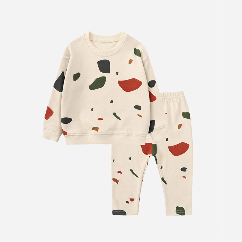 Детский хлопковый костюм Yg, осенняя одежда с принтом для младенцев 1-3 лет, осенние брюки, комплект из двух предметов для мальчиков и девочек