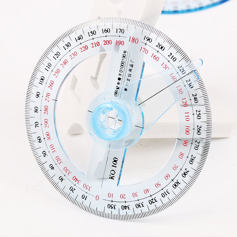 1 Buah Portabel All Circular 10Cm Plastik 360 Derajat Pointer Protractor Ruler Angle Finder Lengan Ayun untuk Perlengkapan Kantor Sekolah