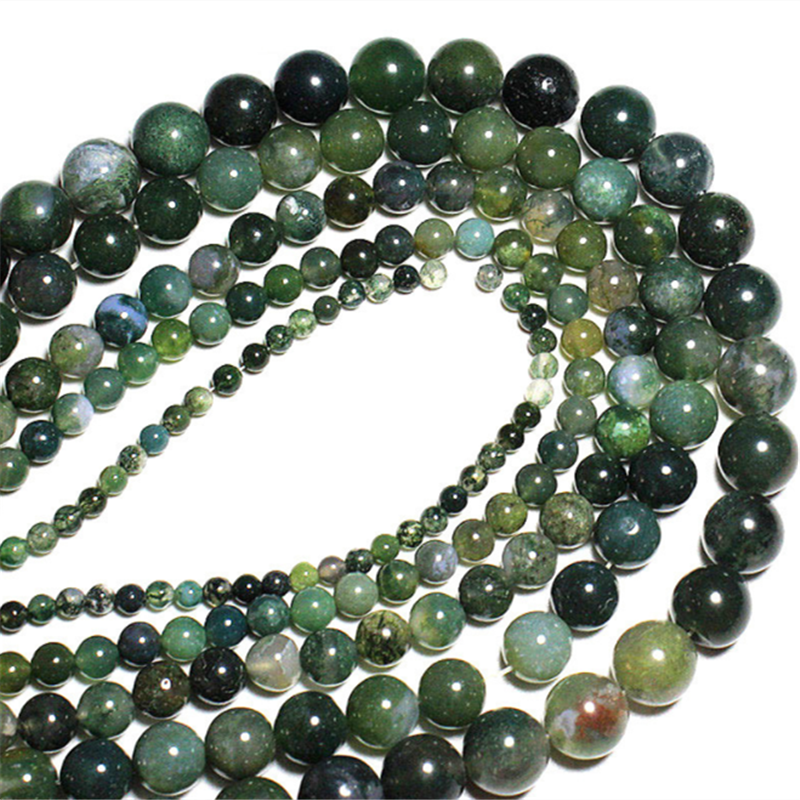 Perles rondes en Agate aquatique pour la fabrication de bijoux, breloques à la mode