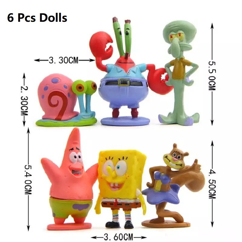 Cartoon Sponges Figure Bobs Patrick Star Pineapple House Figure Toys Aquarium Fish Tank Ornaments Children Kids Figure Toys