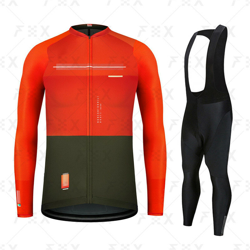 GOBIKFUL 2021 Cycling Jersey Men Autumn Long Sleeve Set Bicycle MTB Suit Clothes Men Clothing Bicycle Clothes 19D GEL Bib Pants