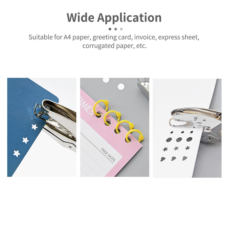 2021 New Hole Puncher Paper Heart Round Star Shape Metal Manual Scrapbook DIY Loose-Leaf Paper School Office Binding Stationery