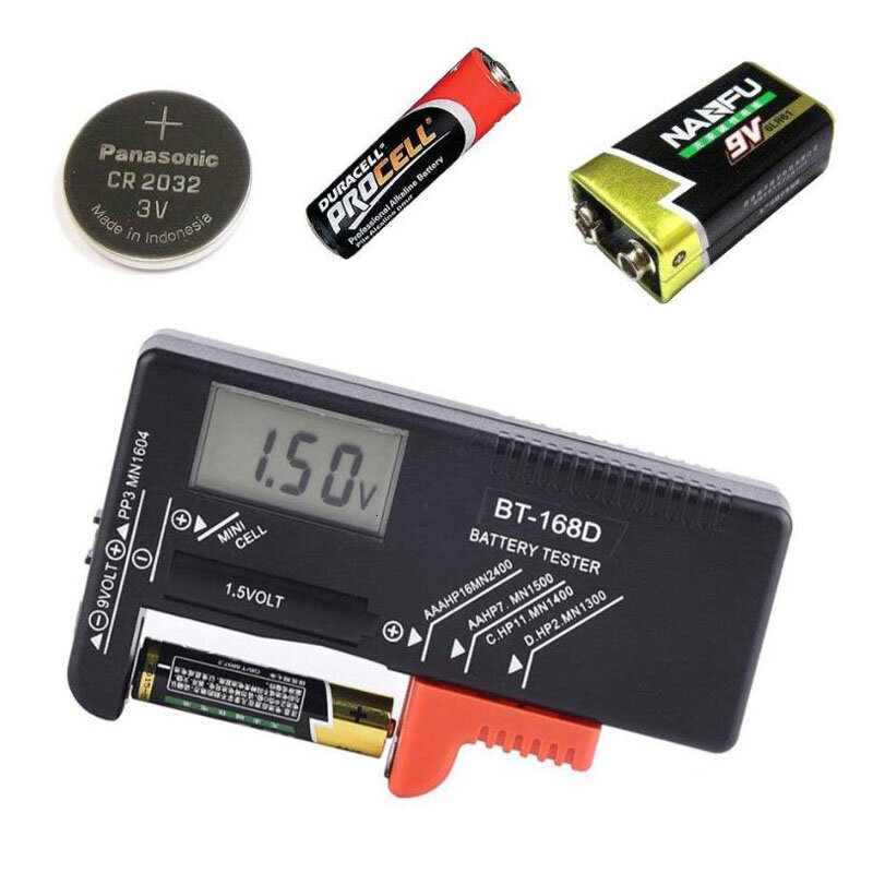 Probador de capacidad de batería Digital BT168D, comprobador LCD para baterías de 9V, 1,5. V, AA, AAA, C, D, herramienta de diagnóstico