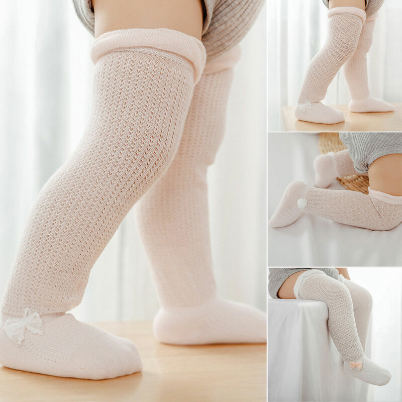 Calcetines de malla hasta la rodilla para bebé, Unisex, hasta la rodilla, con lazo transpirable
