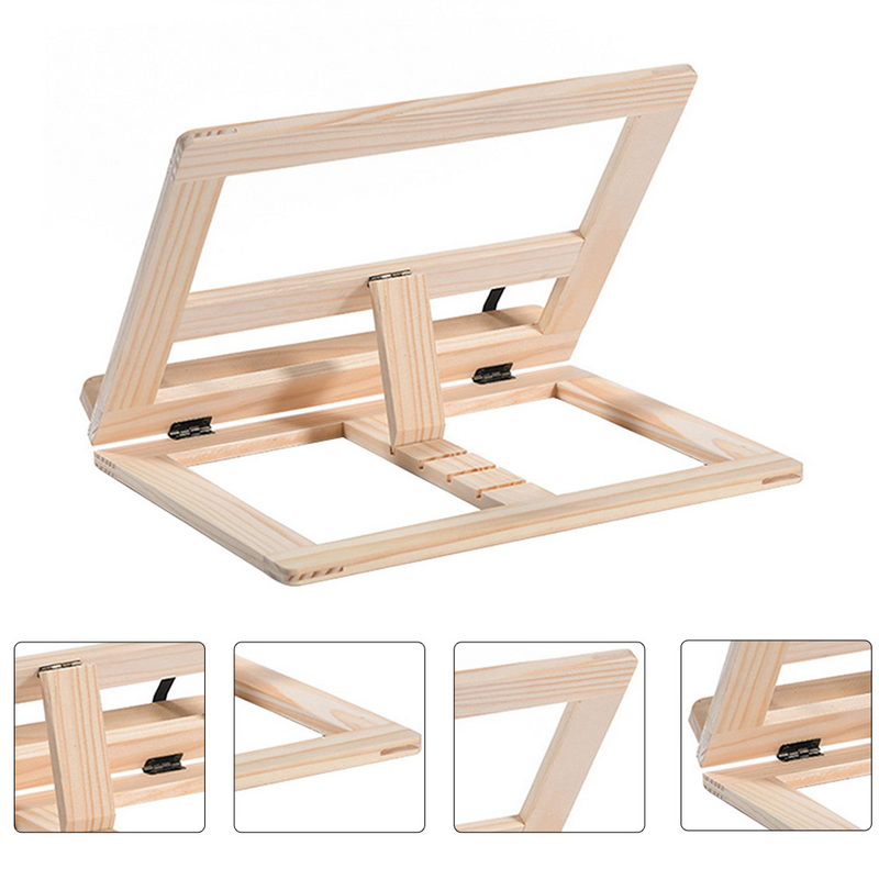 1pc Calligraphy Copybook Rack Reading Holder Hand Free Book Shelf (Wood Color)