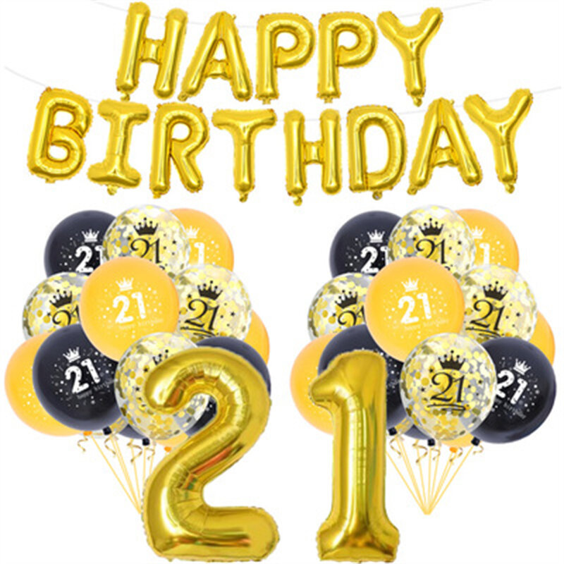 1set 18 21 30 40 50 60 años feliz globos de Decoración de cumpleaños de 32 pulgadas número dorado globo de cumpleaños decoración de aniversario