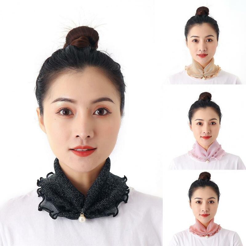 Beautiful Scarf Ruffled Sun Protection Breathable Net Yarn Spring Neck Stretch Silk Scarf Comfortable to wear for Home