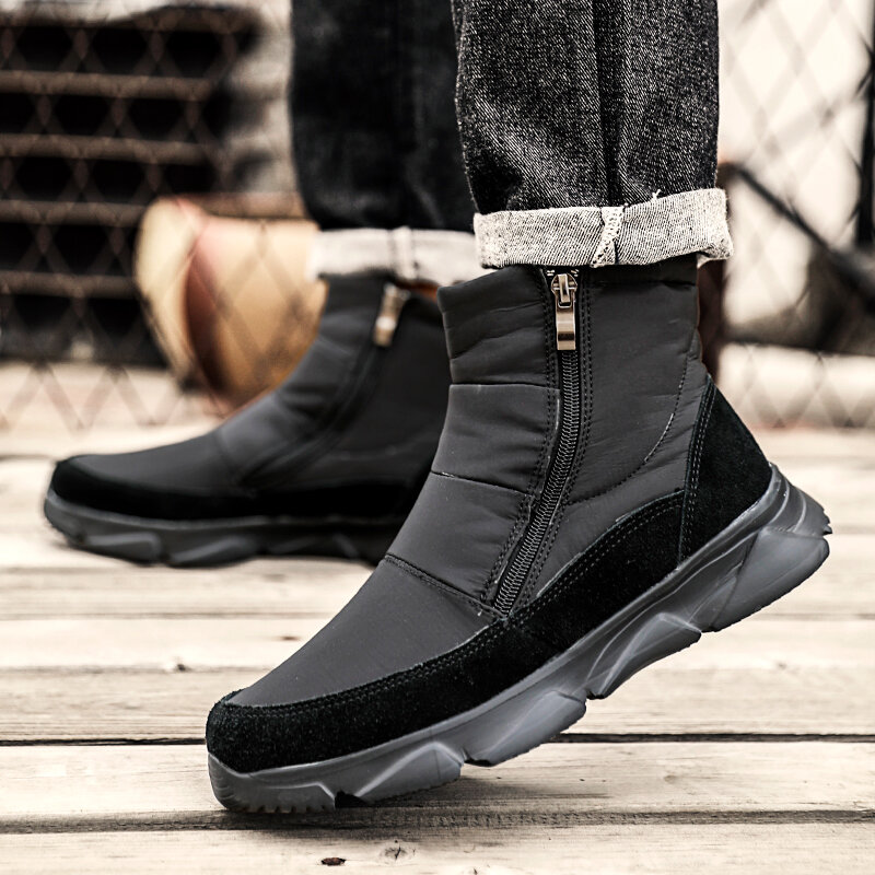 2021 novo inverno botas masculinas moda à prova dwaterproof água pelúcia quente botas de neve ao ar livre não deslizamento casual manter botas de tornozelo quente tamanho grande