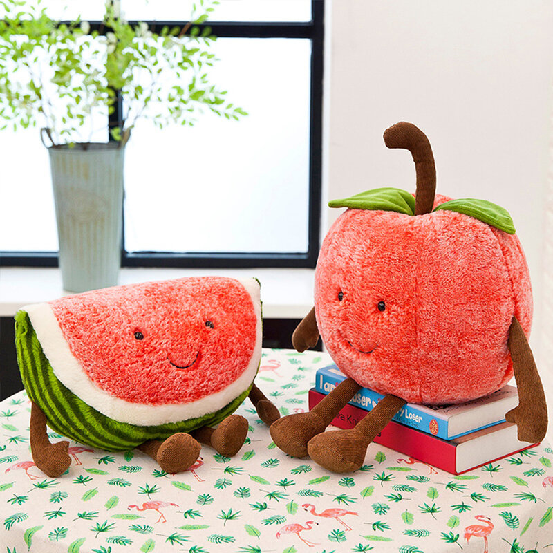 Agradável expressão dos desenhos animados frutas melancia cereja beijos pluche brinquedos nova criativo pop crianças pop presente de aniversário wj216