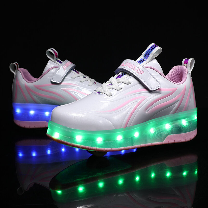 Crianças na moda sapatos de placa luminosa heelys roller board sapatos meninos e meninas moda luminosa placa sapatos
