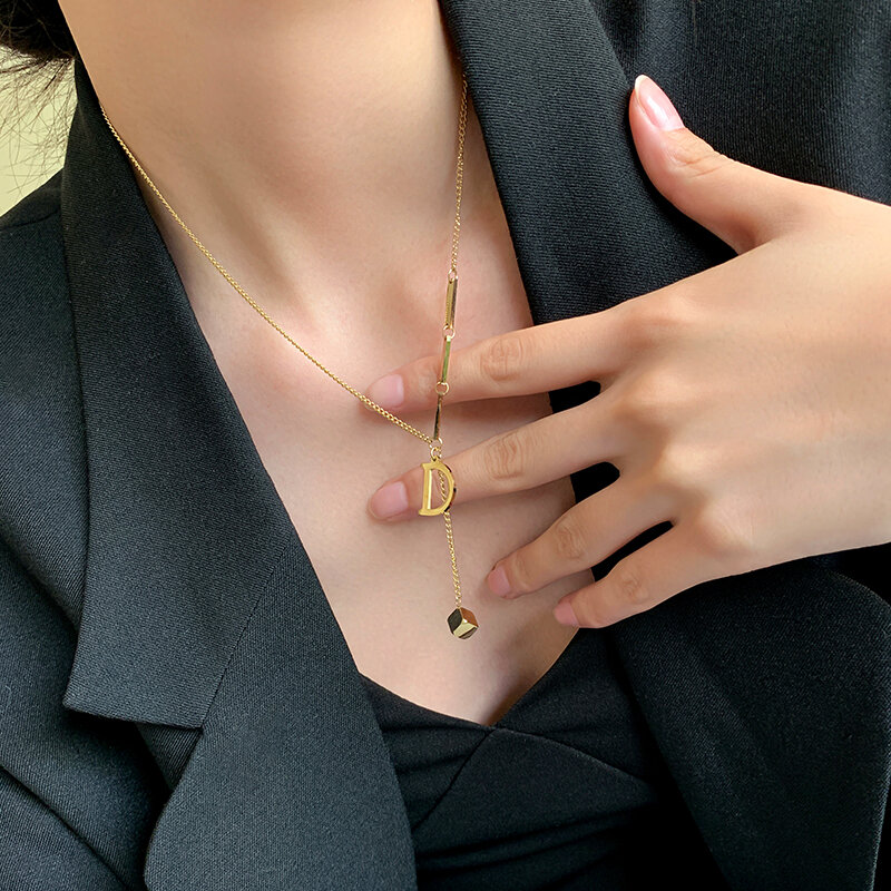 Gótico de luxo 316l conjuntos jóias aço inoxidável d forma neckalces brincos feminino/menina jóias presentes colares de moda 2021