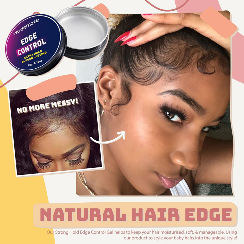 Edge Control Gel Hair Oil Wax Cream Hair Styling Cream Anti-frizz Broken Hair Finishing+Adjustable Wig Grip Headband Wig Band
