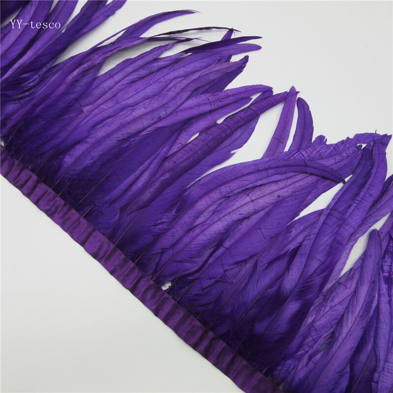Wholesale 10 yards/lot Chicken Feathers Trim 30-35CM Cloth Sideband Rooster Tail Feather Trims Clothing Wedding DIY Decoration