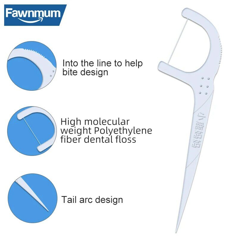 Fawnmum-Juego de palillos de hilo Dental, Herramientas de limpieza Dental de plástico para el cuidado de la higiene bucal, 30 piezas x 2