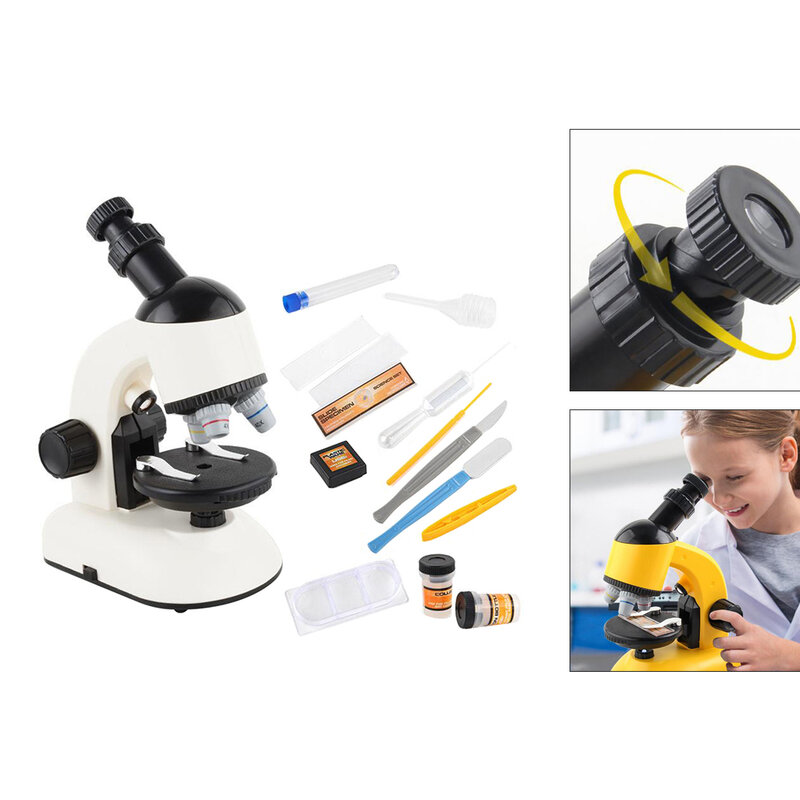 Juego de microscopio de Ciencia para Niños, Kit de microscopio para principiantes, regalos para niños, 1Set