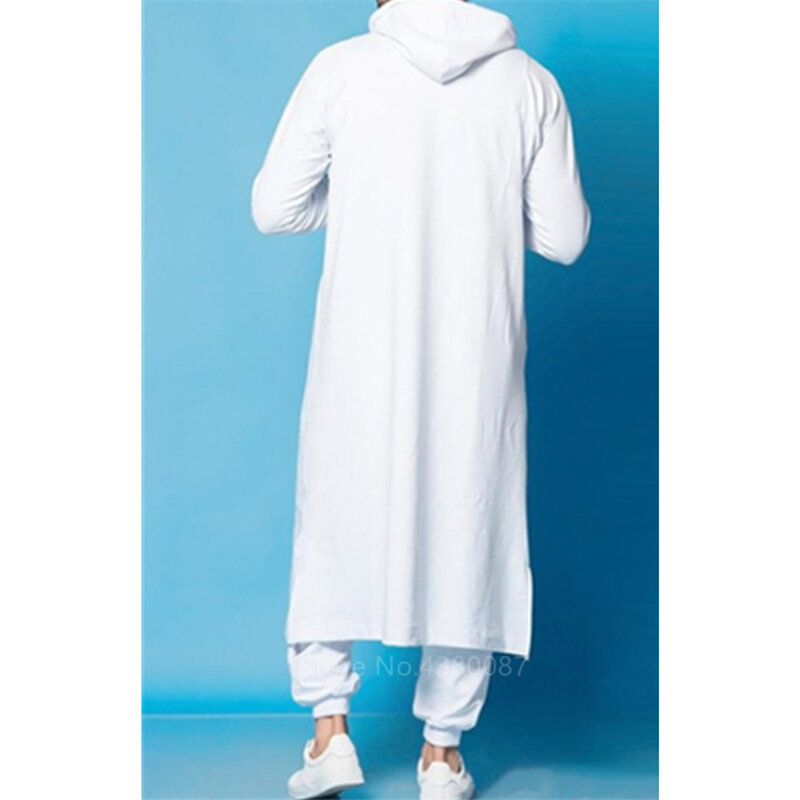 Nowe męskie Jubba Thobe arabski islamska odzież zima muzułmanin Arabia saudyjska arabski Abaya dubaj długie szaty tradycyjny Kaftan sweter
