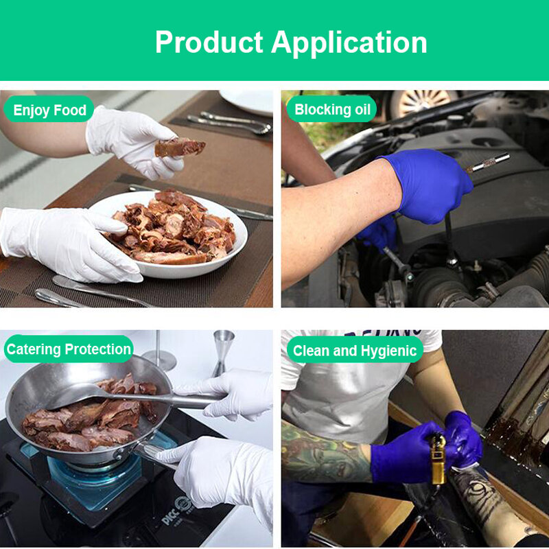 20 unids/lote desechables de nitrilo guantes de trabajo de seguridad guante de preparación de alimentos de cocina guantes impermeables de cocina de servicio de limpieza