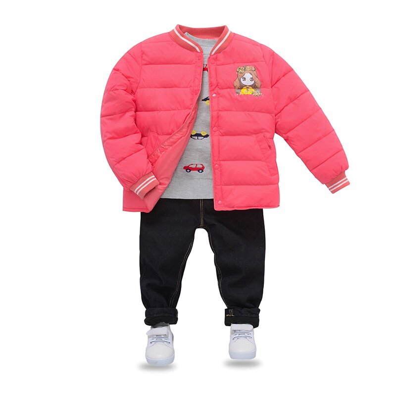 Jaqueta infantil de algodão, casaco quente de duas-13 anos para meninos e meninas, outono e inverno