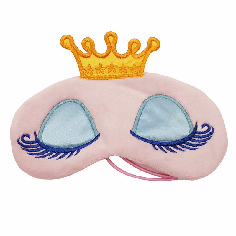 Máscara de sono linda rosa/azul, coroa, fadiga, capa para olhos, viagem, desenho de cílios longos, venda, presente para mulheres e meninas