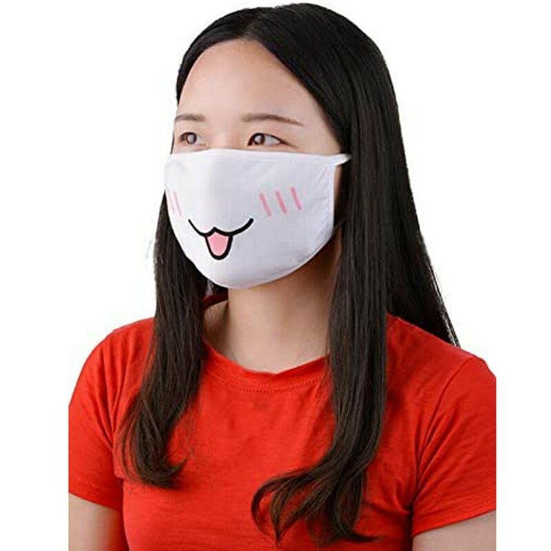 Mascarilla de Halloween Unisex, máscara facial reutilizable de color blanco, cubrebocas Kawaii antipolvo de mufla