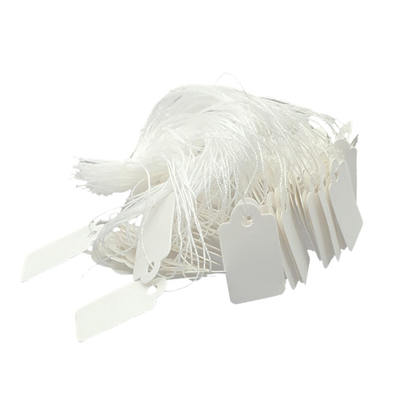 Set Van 500 Witte Lege Prijskaartjes Kleding Labels String Prijzen Display Papier