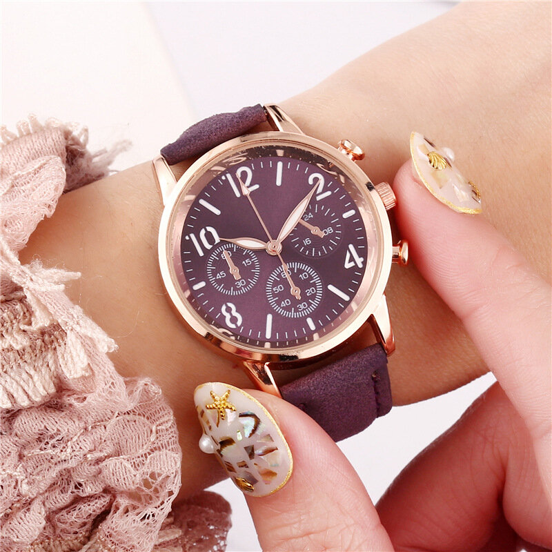 WOKAI-Reloj con correa de cuero para mujer, nuevo accesorio informal a la moda, sencillo, caja de Reloj de cuarzo para mujer