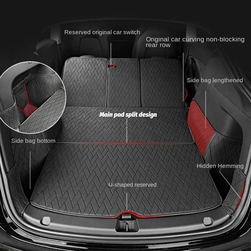 Tesla modello Y tronco in pelle accessori tappetino All-inclusive cuscino scatola posteriore 7 pz/set