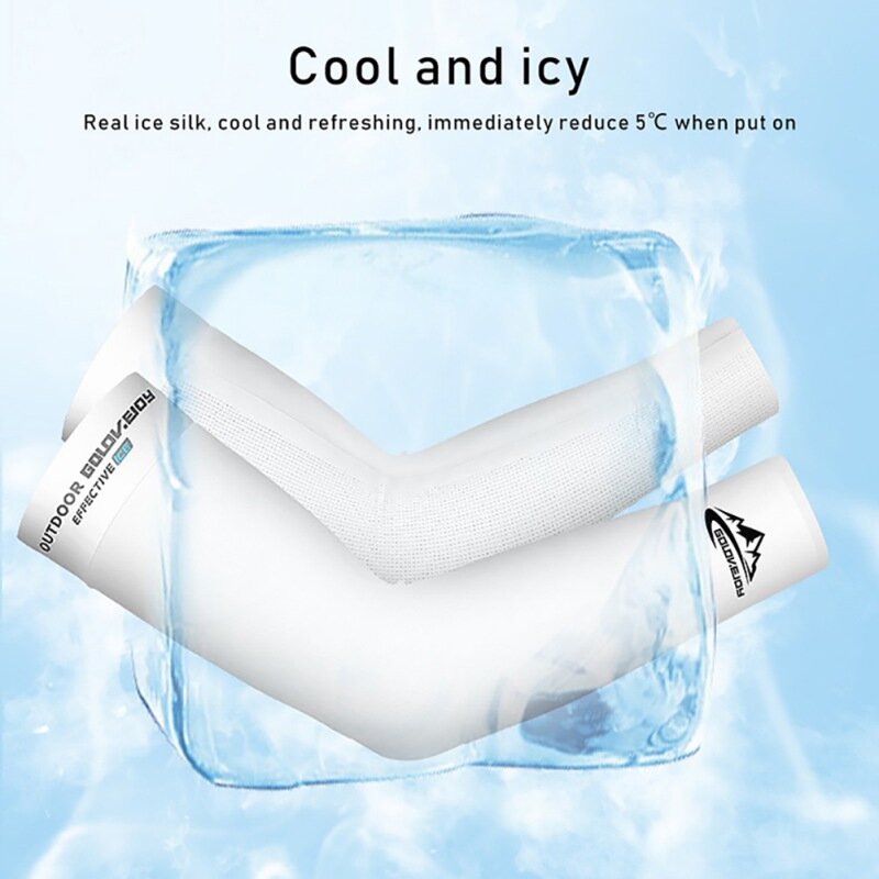 Manicotto sbiancante per protezione solare traspirante traspirante in seta di ghiaccio ad alta elasticità traspirante per escursioni sportive Fitness