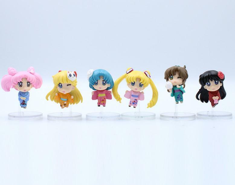 6 stücke 4cm Kawaii mini mond gril puppen Anime miku Sakura Action-figuren Spielzeug Mädchen puppen PVC Figur Modell spielzeug Geschenk