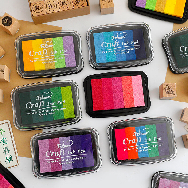 5 Soorten Regenboog Kleuren Craft Ink Pad Bijpassende Postzegels Geschikt Voor Kinderen Afdrukken Handgemaakte Complementaire Kleuren