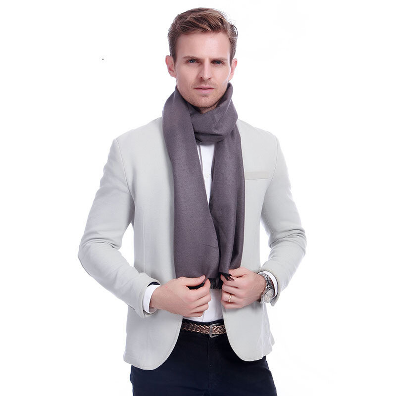 Moda marka zimowy szalik kaszmirowy mężczyźni utrzymać ciepłe szaliki Solid Color męska biznes szaliki długi szal paszmina świąteczne prezenty