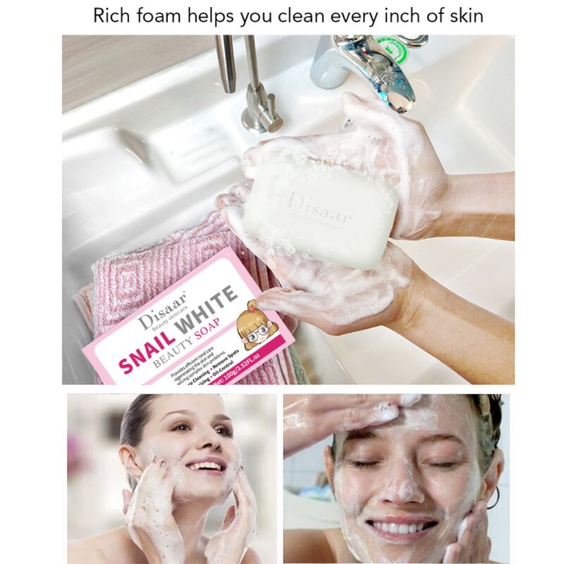 2 pçs caracol sabão remoção acne tratamento hidratante limpador artesanal face care faca clareamento clarear creme facial soro