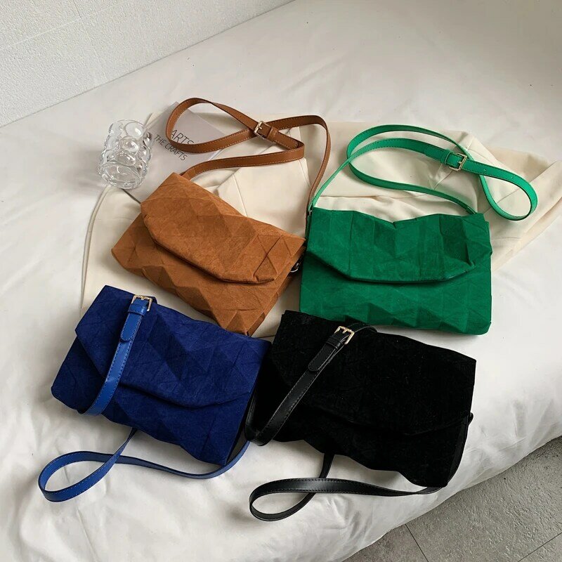 موضة الأخضر حقائب كروسبودي للنساء ماتي حقيبة كتف العلامة التجارية مصمم حقائب السيدات أنماط هندسية حقيبة ساع كيس