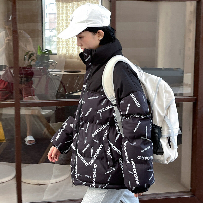 2021 piumino invernale da donna piumino in cotone stile coreano colletto alla coreana cappotto imbottito vestiti colpo reale nuovo