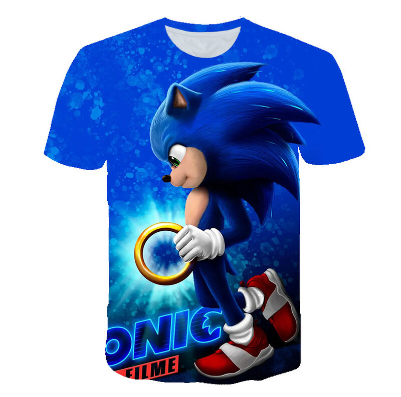 2020 Leuke 3D Cartoon T-shirt Kinderkleding Zomer Korte Gedrukt Sonic The Hedgehog T-shirt Jongens Streetwear Tiener Kinderen Tops