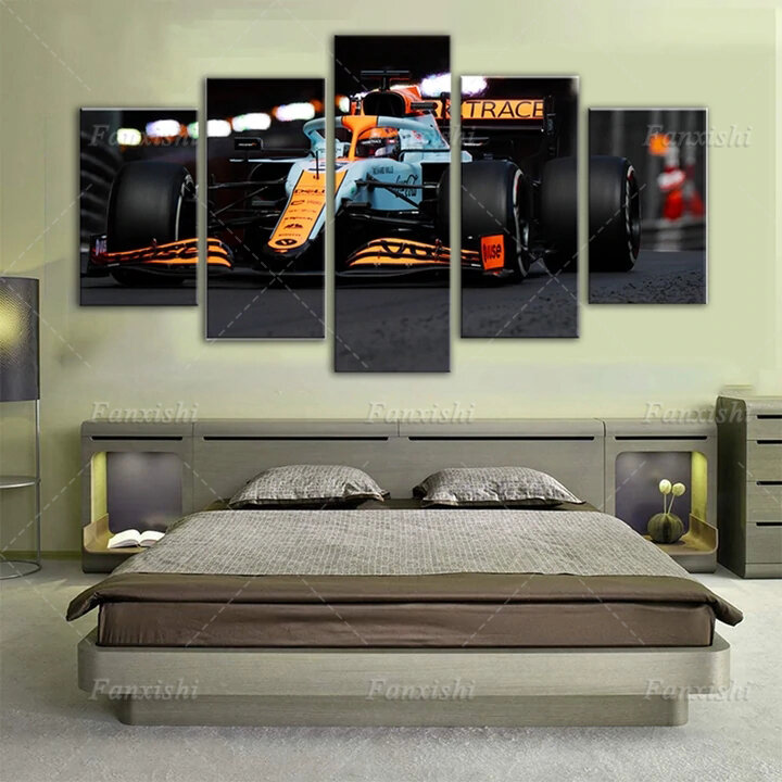 Mclaren MCL35M Gulf Daniel Ricciardo 5-Piece - Poster Wall Art Canvas Painting Hd Print Wall Picture for Living Room Home Decor