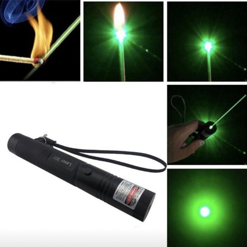 Caza 532nm 5mw láser verde, puntero 301, Láser de enfoque ajustable de alta potencia, bolígrafo láser rojo que quema partido (sin batería)