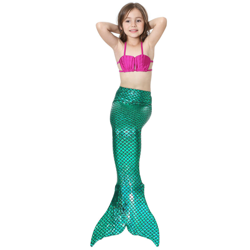 Fantasia de cauda da Pequena Sereia para natação para meninas, traje para cosplay com monofin, roupa para natação para crianças