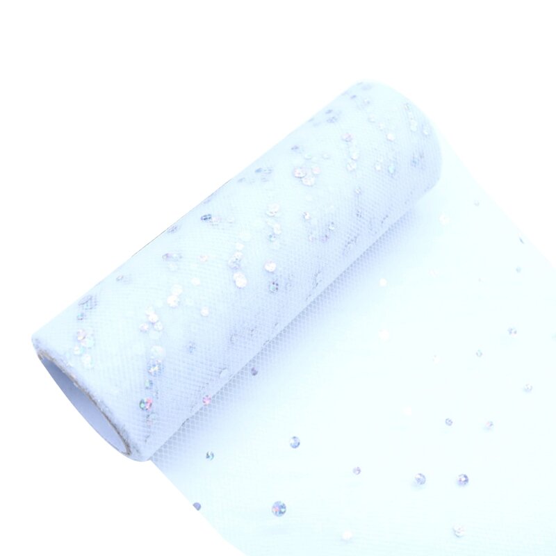 X3UE Tulle Glitter Gulungan 15Cm 10 Yard Tulle Jaring Payet untuk Rok Tutu Jahit Dekorasi Pesta Pernikahan Ulang Tahun