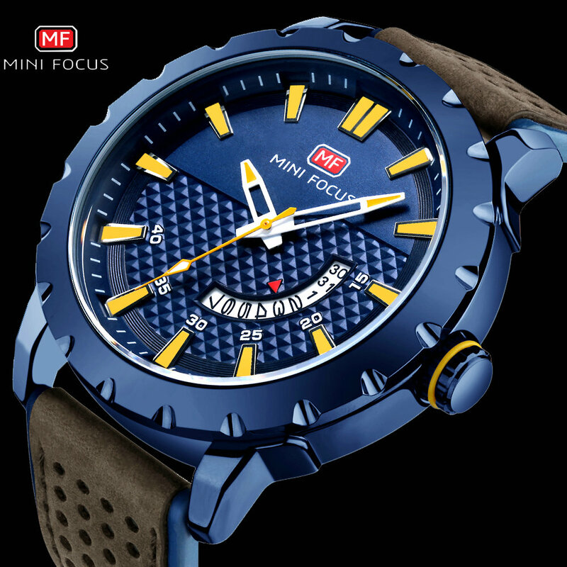 Mini relógio esportivo masculino, relógio analógico quartz com calendário marítimo, contraste de cor chique