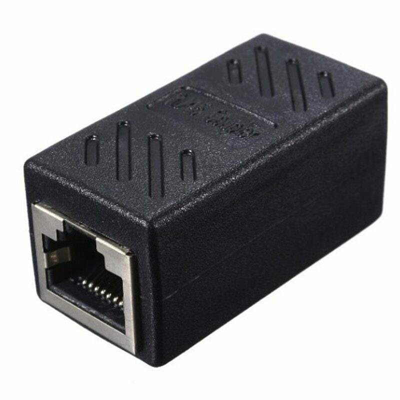 Mini Black RJ45 Network Dual-Pass Network Adapter LAN Portable Cable Supplies Extender Connector Connection Adapter